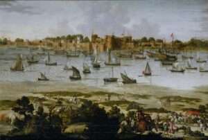 View of the Harbor of Sūrat (Gujarāt), anonymous, c. 1670 Rijkmuseum, SK-A-4778, CC0