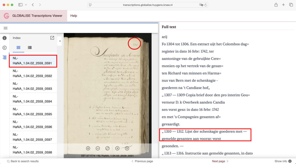 A page from the archives of the Dutch East India Company, inventory number 1130. The folio being displayed is numbered 1130, corresponding to scan number 591 in the URL bar.