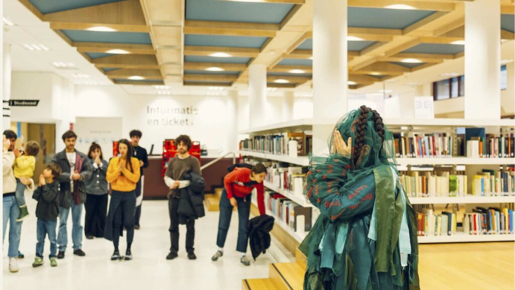 Becoming La Llorona: Healing the Colonial Wound through Crying, 2024. Performance by Juliana Acero Castellanos (Non-linear Narrative, Royal Academy of Art, The Hague). Presented at Archival Frictions, The Hague. Photo: Matteo Montalvo.